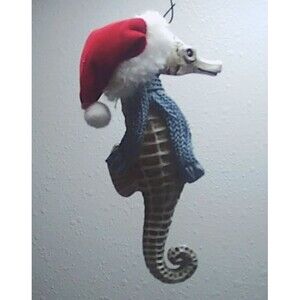 Stunning PIER 1 IMPORTSANTA SEAHORSE Christmas Ornament 4.5"
